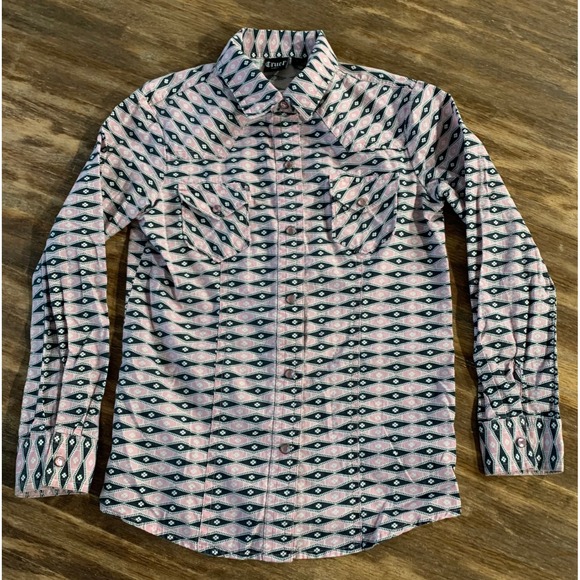 2 Cruel Girl Ranch Western Rodeo Rhinestone Snap Button Riding Shirts-8M - Picture 8 of 10